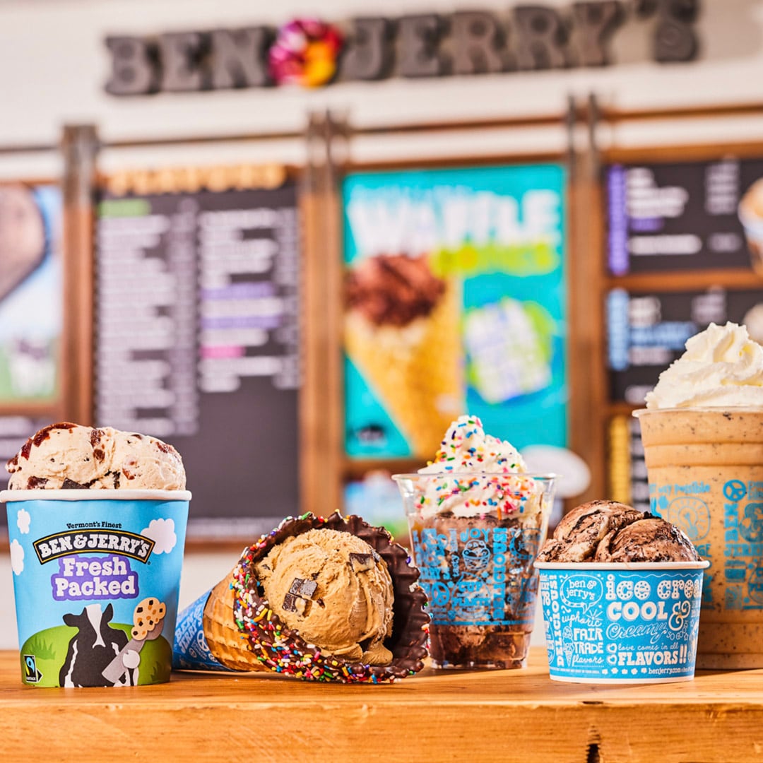 Scoop shop items on a counter in a shop